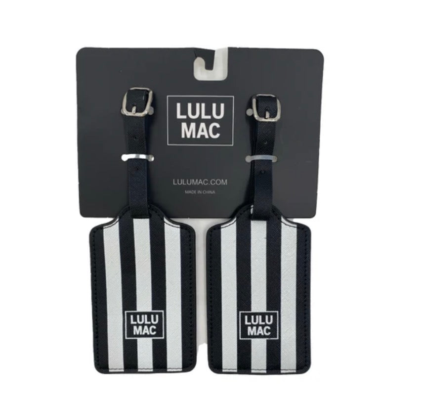 Lulu Mac Stripe Luggage Tags - Black/White