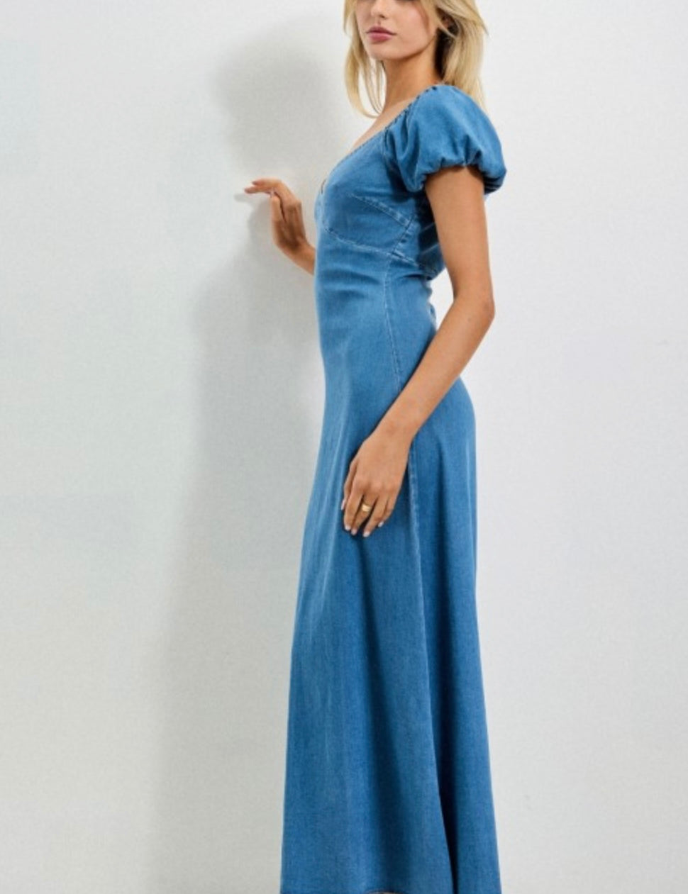 Flowing Form Midi Dress - Denim