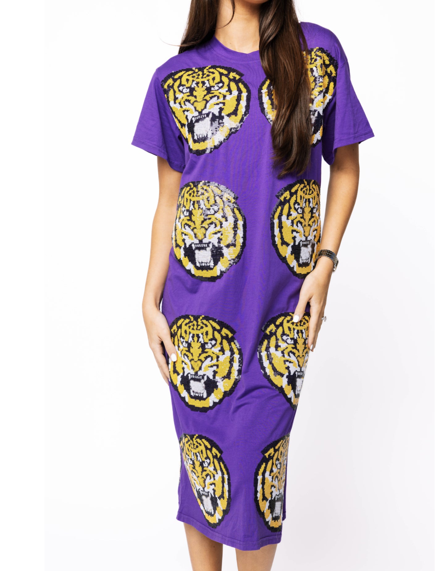 QOS Licensed LSU Mascot Midi Tee Dress
