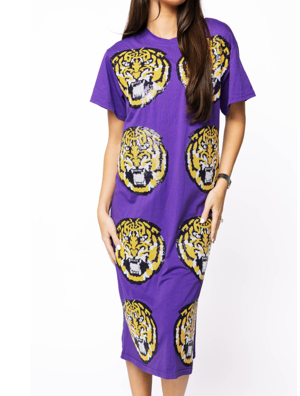 QOS Licensed LSU Mascot Midi Tee Dress