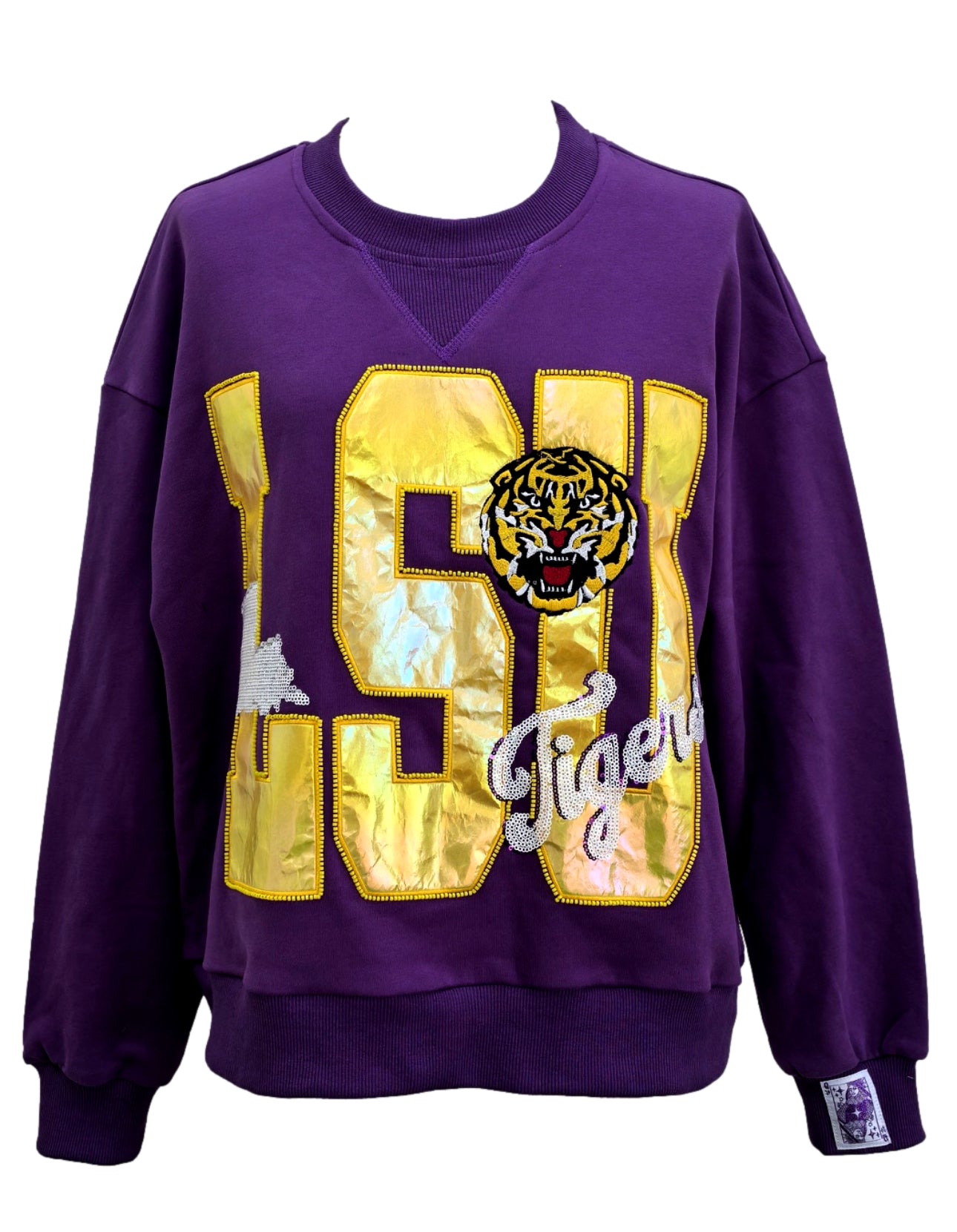 QOS Licensed LSU Metallic Word With Icon Sweatshirt