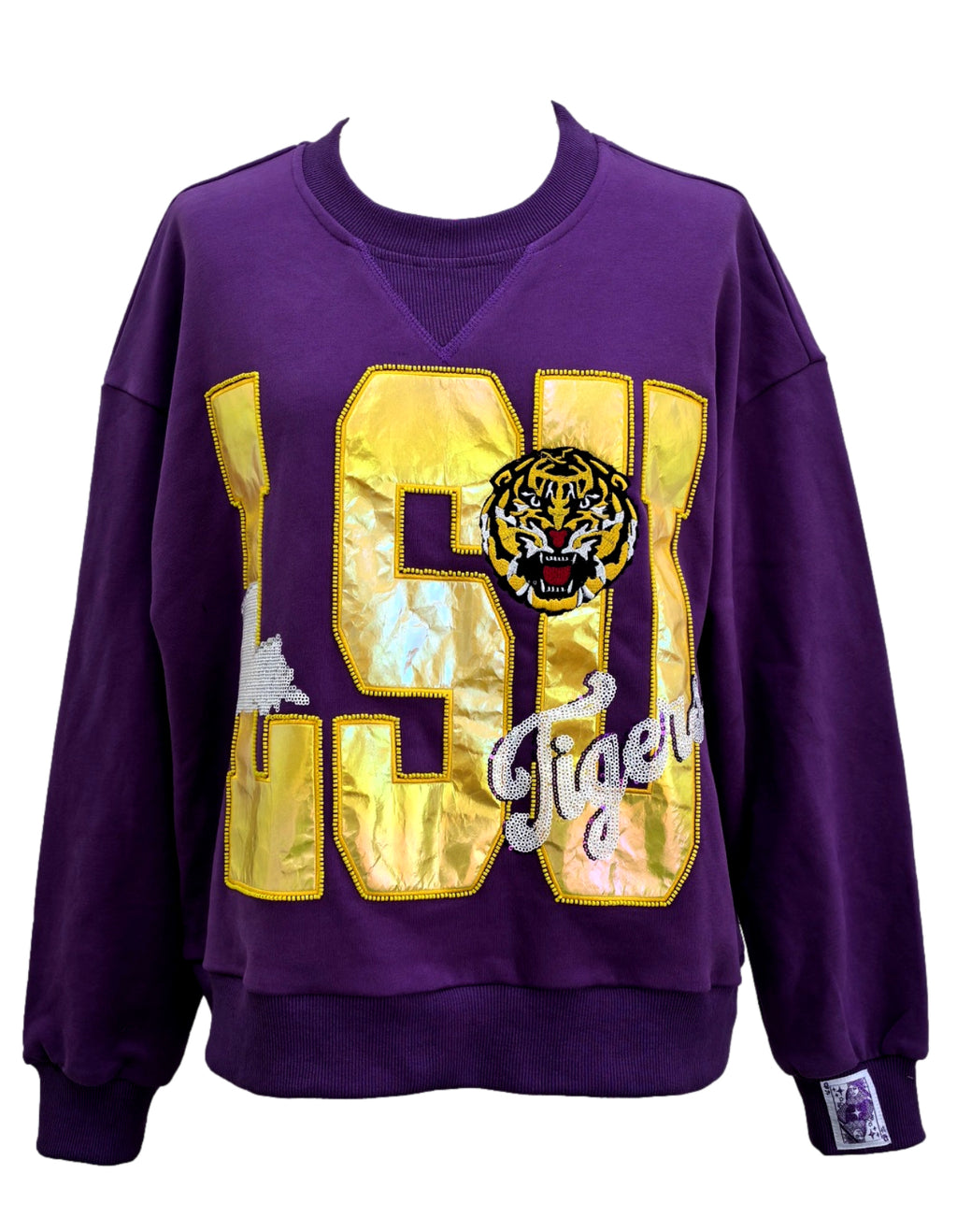 QOS Licensed LSU Metallic Word With Icon Sweatshirt