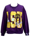 QOS Licensed LSU Metallic Word With Icon Sweatshirt