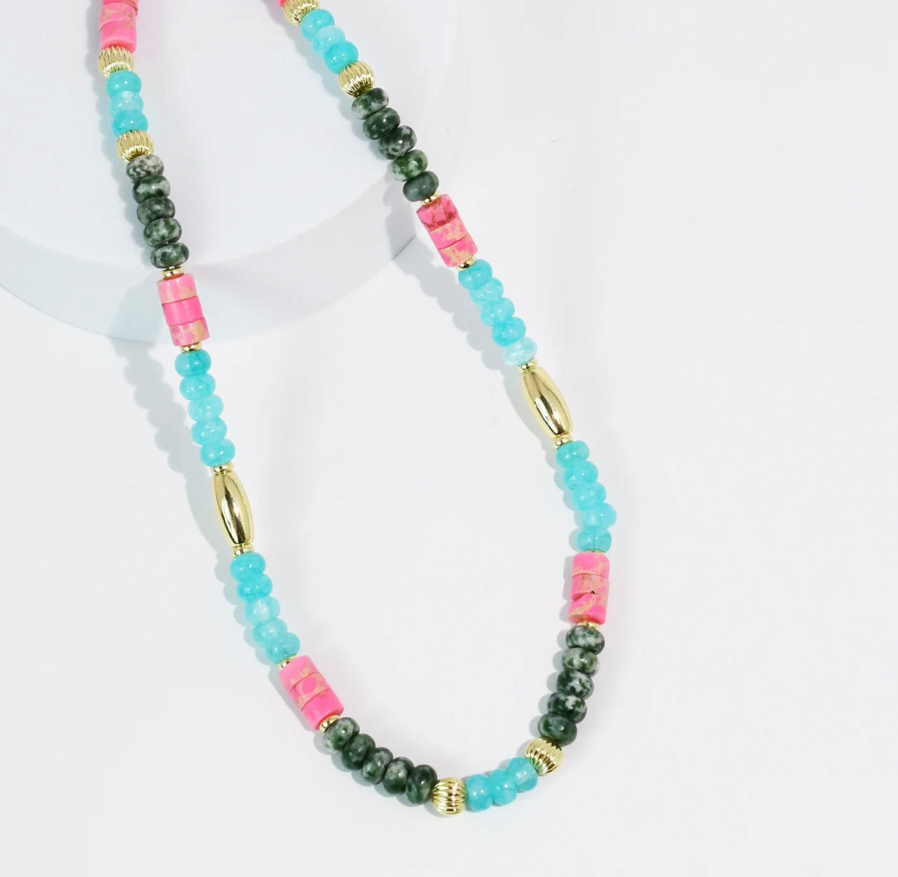 Aqua Tile Gemstone Necklace