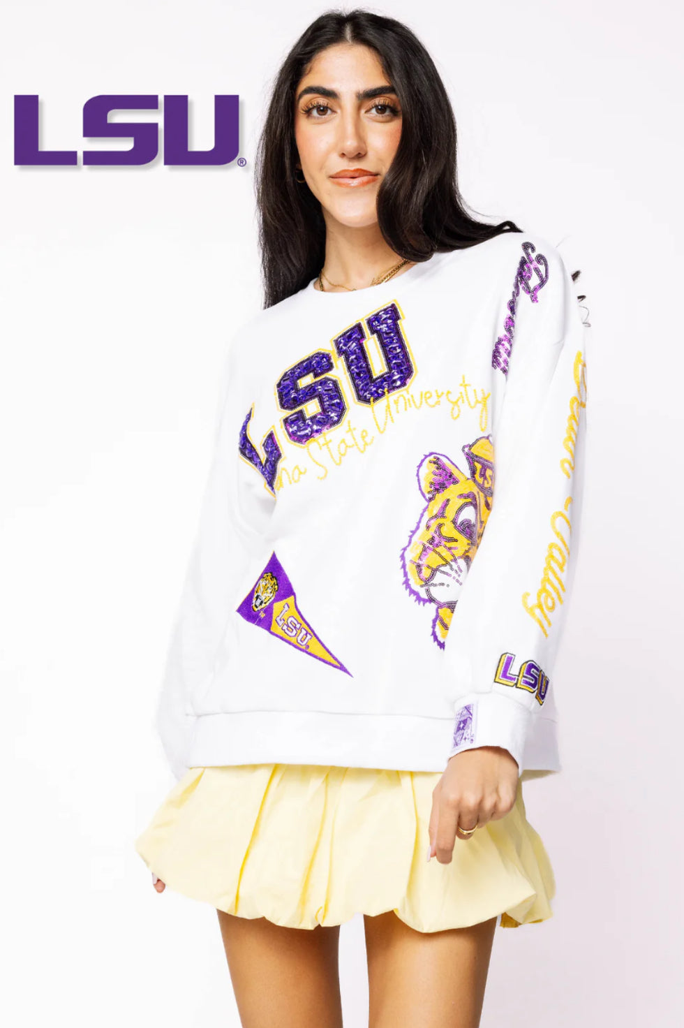 QOS Licensed LSU Big Icons Scattered Sweatshirt
