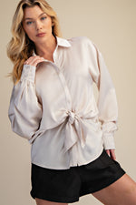Effortless Satin Knot Top Ivory