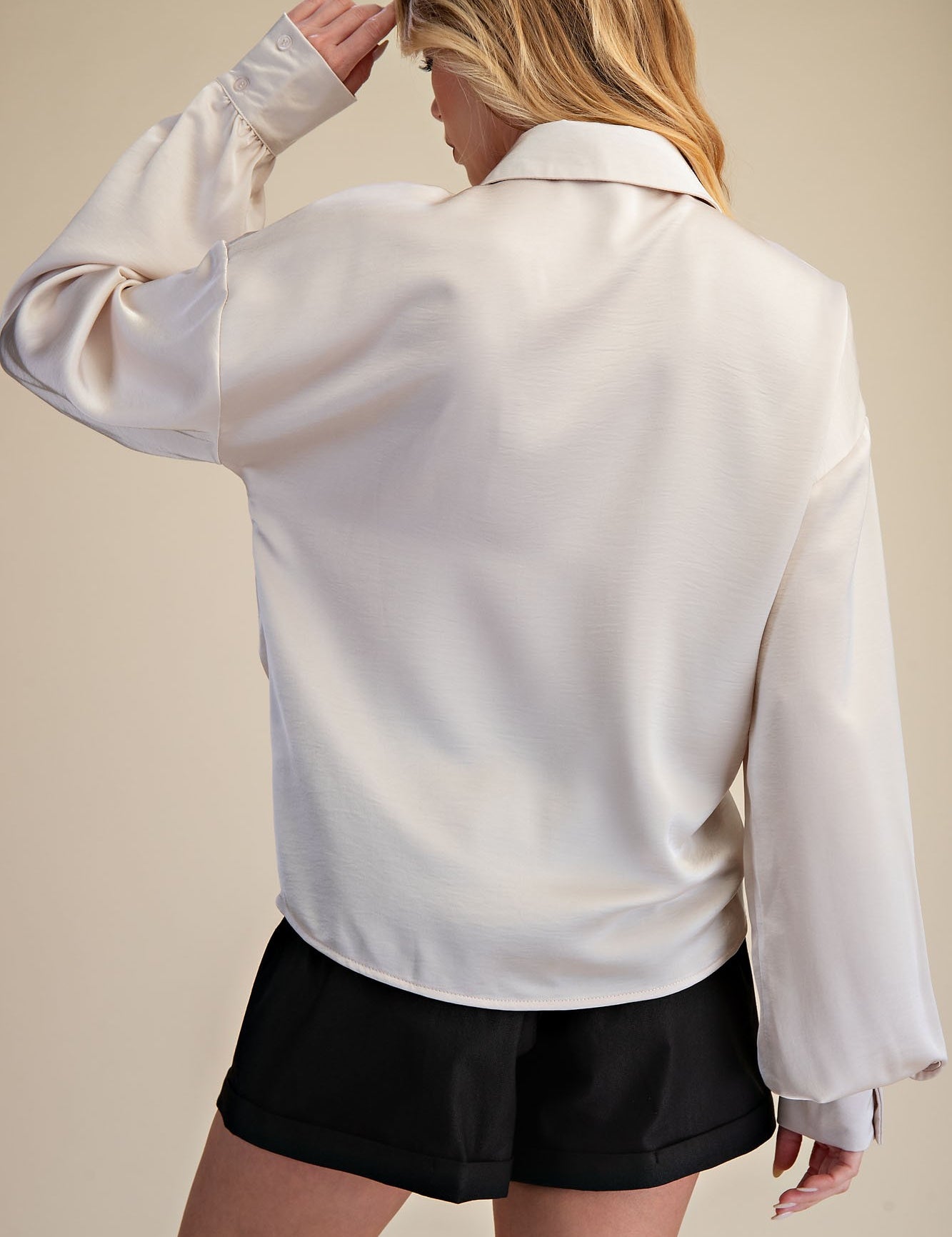 Effortless Satin Knot Top Ivory