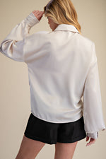 Effortless Satin Knot Top Ivory