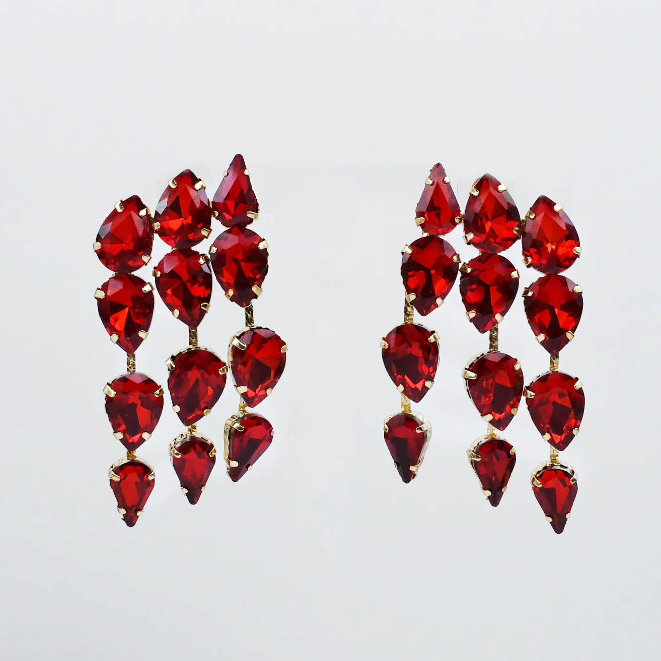 Gilded Luxe Earrings - Red