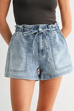 Patch Pocket Pull On Denim Shorts