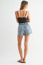 Patch Pocket Pull On Denim Shorts