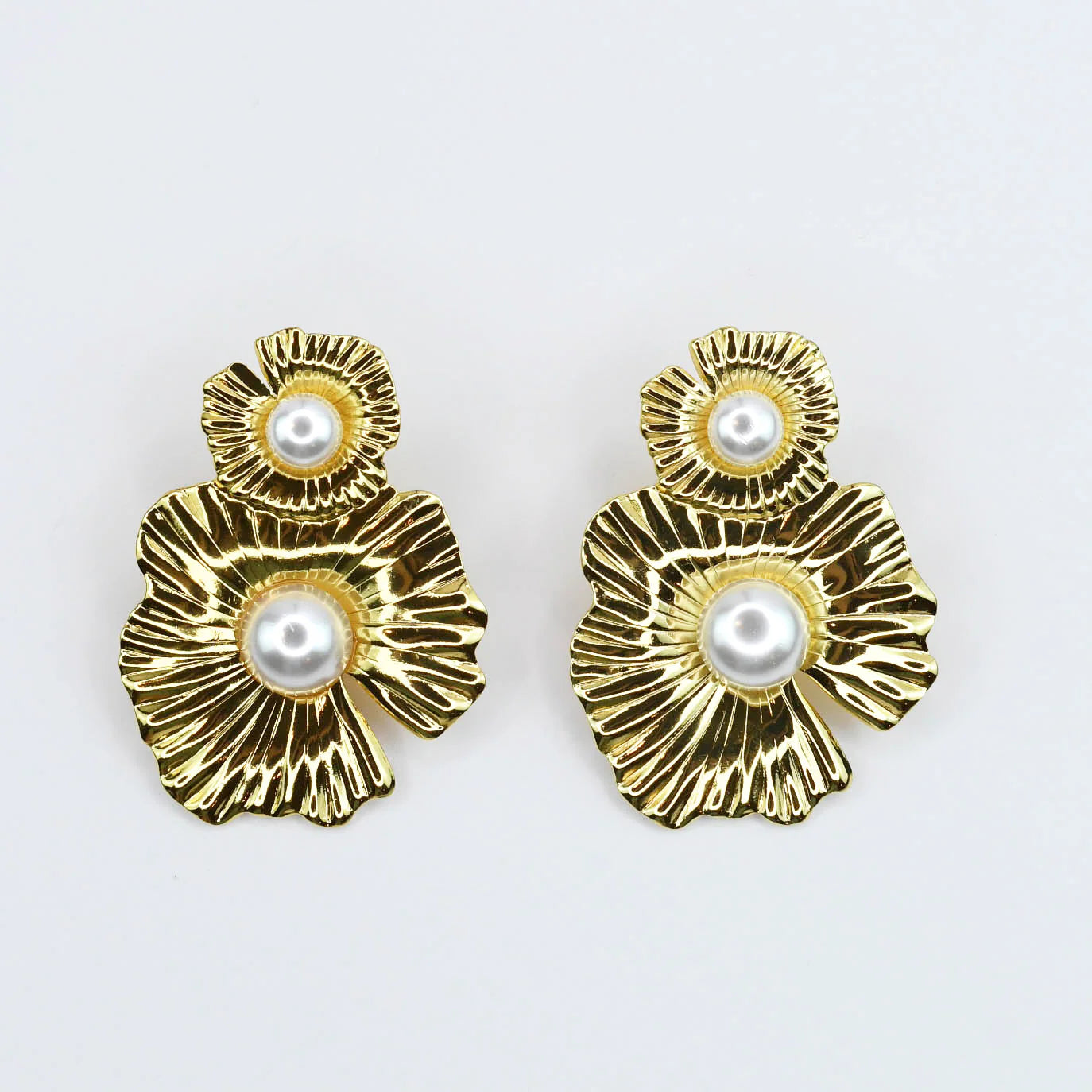 Golden Pearl Bloom Earrings