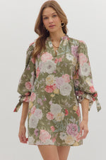 Reminiscing Dress Olive Floral