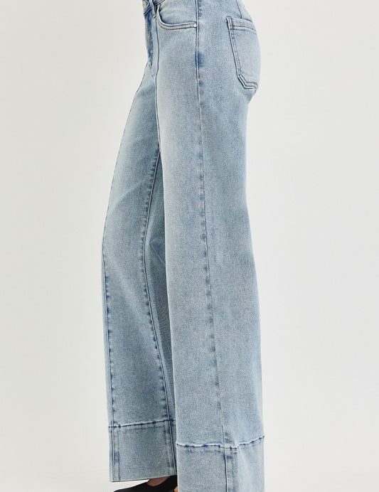 Tummy Control Wide Flare Jeans - Light