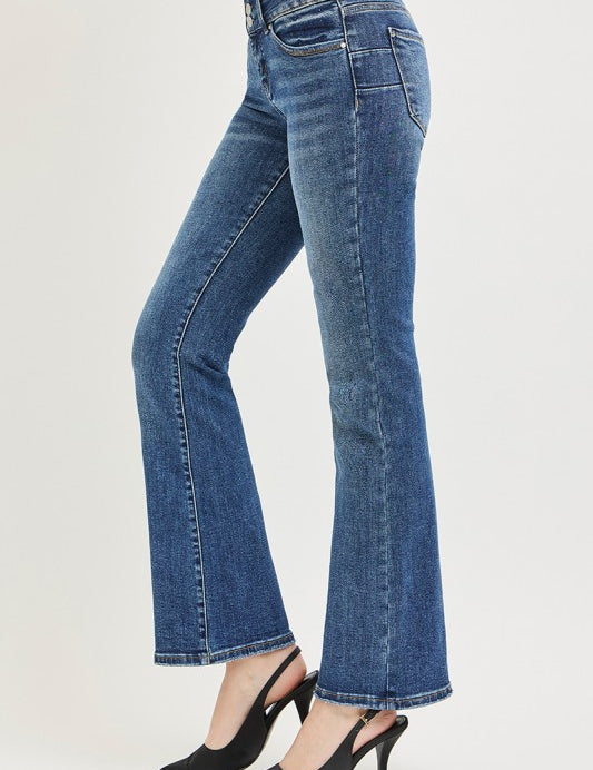 Tummy Control Low Rise Bootcut Jeans - Medium Wash