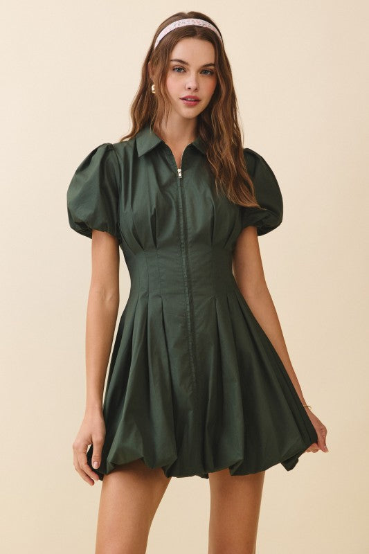 Zipped In Charm Dress Green