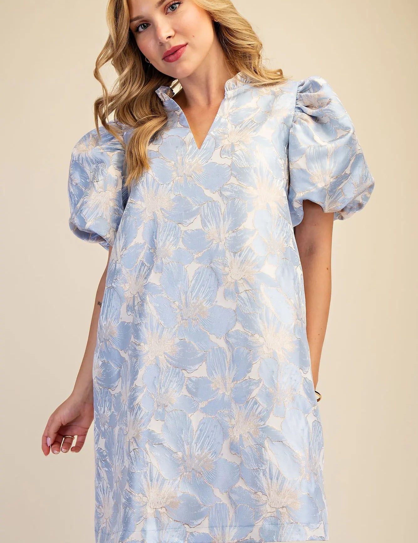 Flora Ruffle Dress Sky