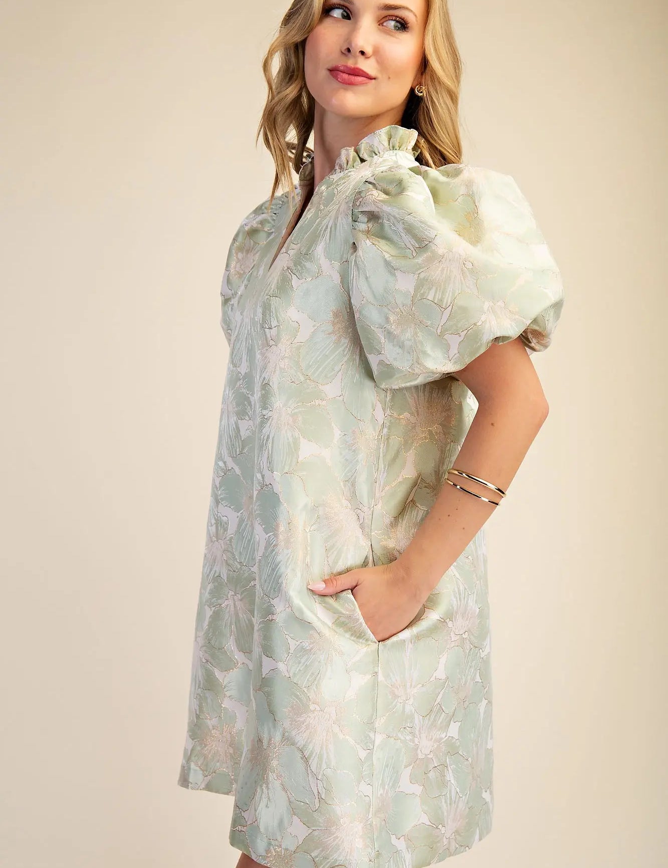Flora Ruffle Dress Sage