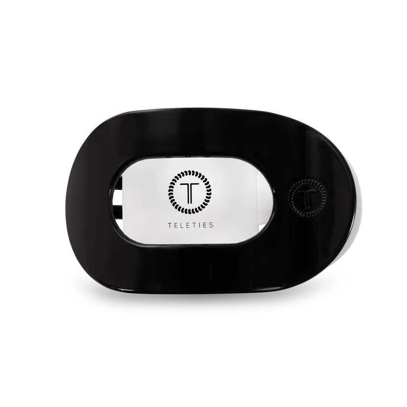 Teleties-Jet Black Flat Round Clip Medium