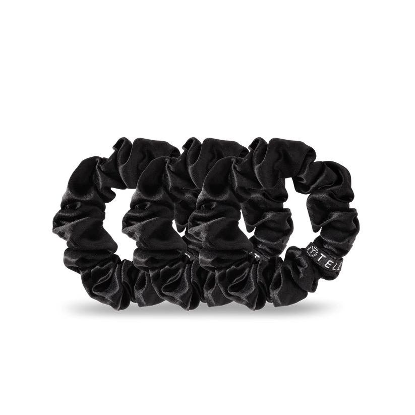 Teleties-Jet Black Silk Scrunchie Large