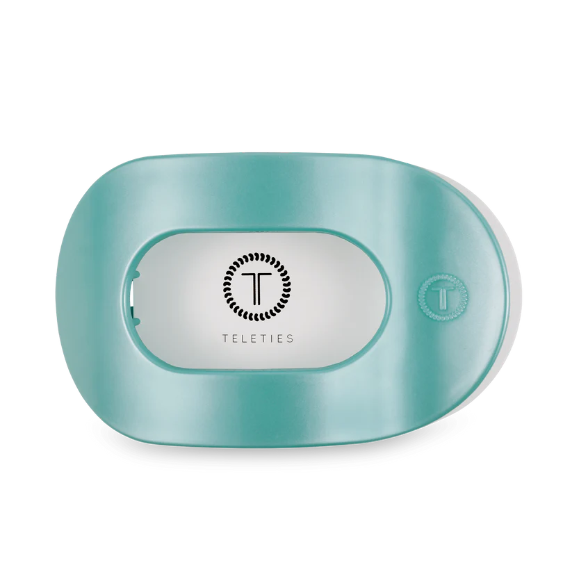 Teleties-Totally Turquoise Flat Round Clip Large