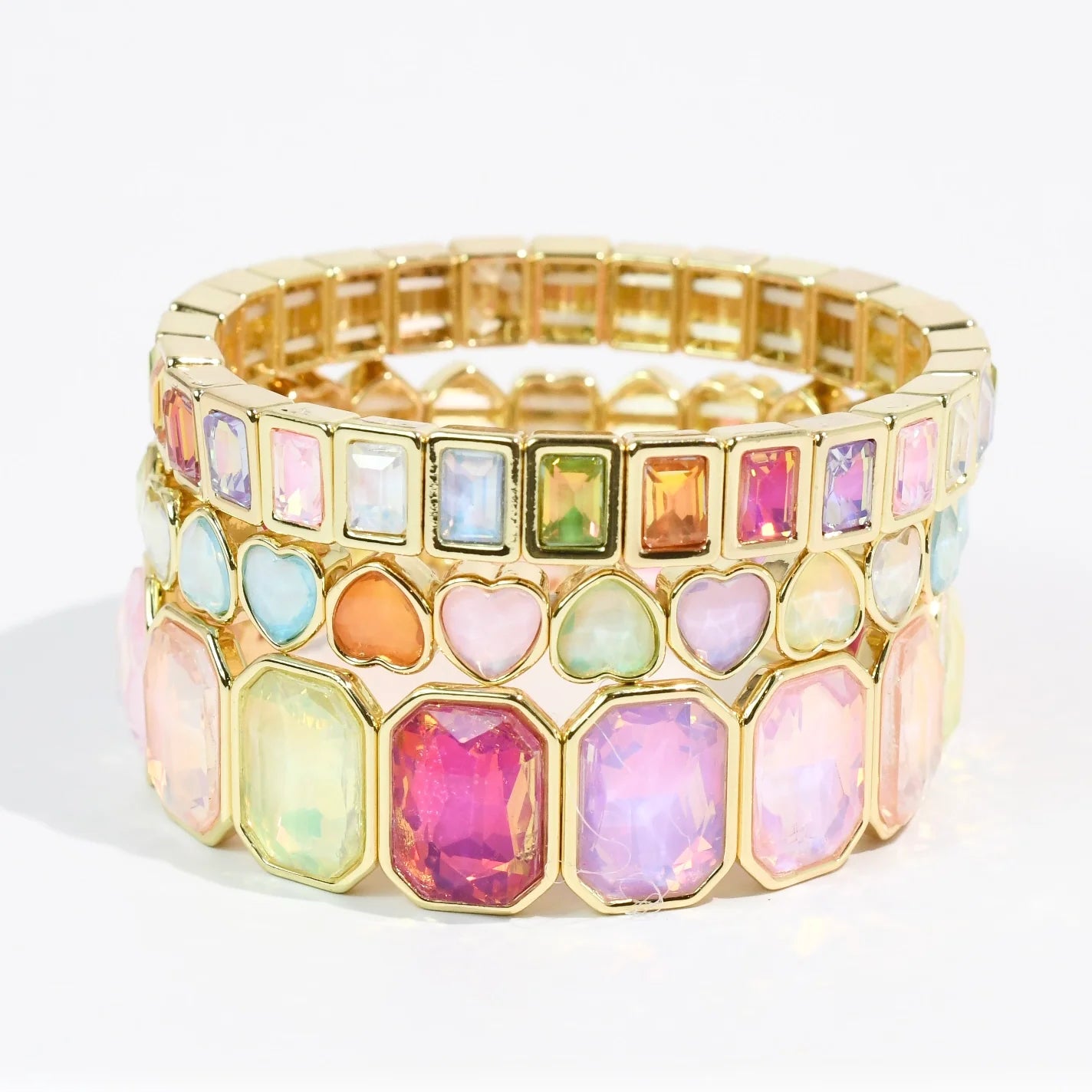 Sparkle Multi Heart Bracelet Stack