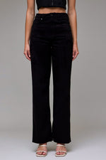 Ella High-Rise Suede Black Jeans