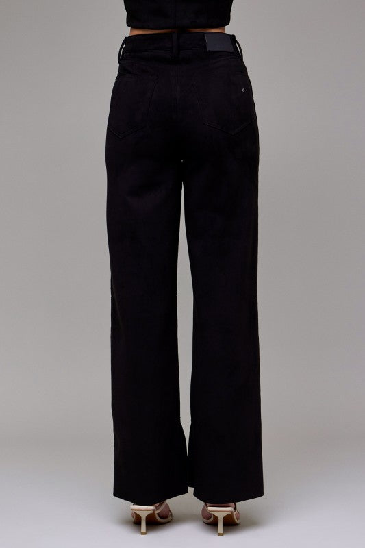 Ella High-Rise Suede Black Jeans