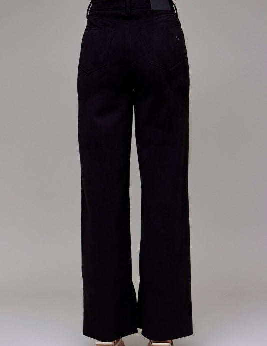 Ella High-Rise Suede Black Jeans