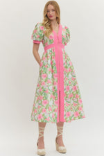 Bloom and Belong Midi Dress - Pink