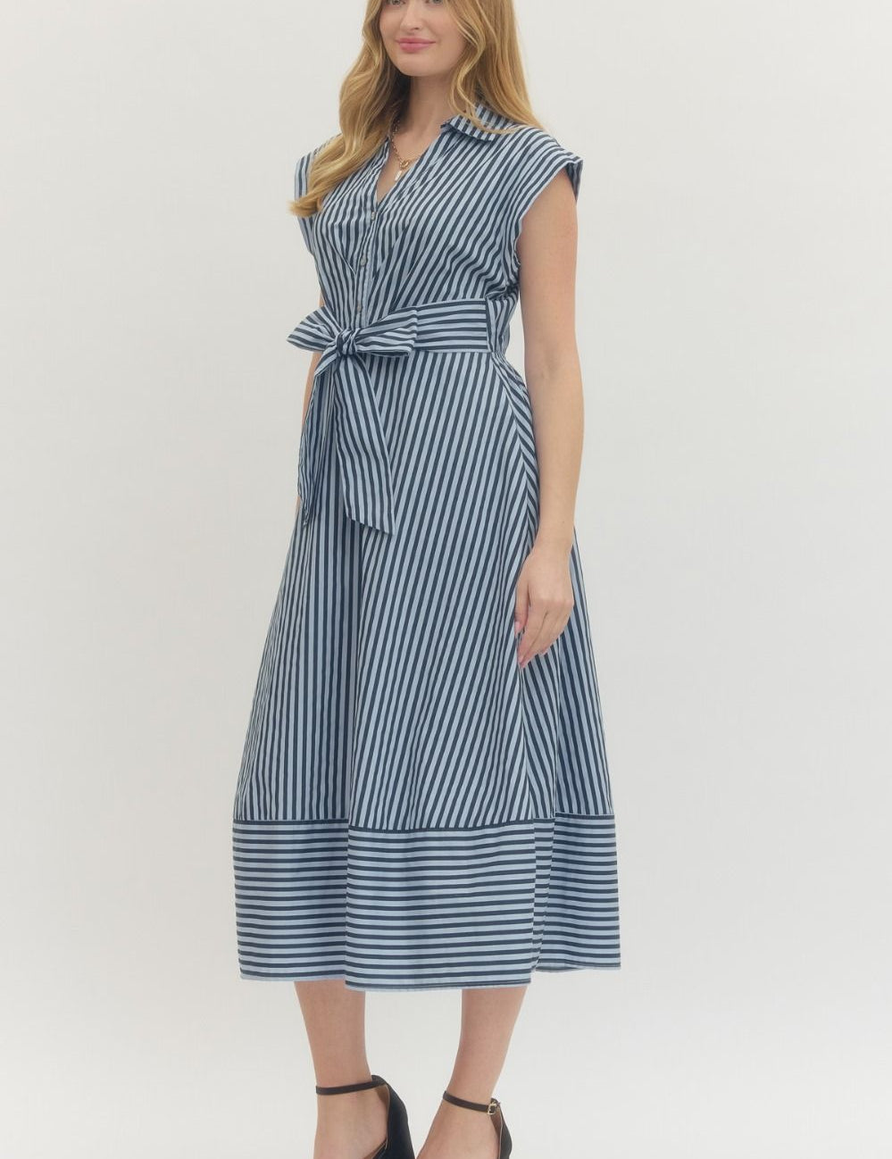 Coastal Confidence Midi Dress - Navy