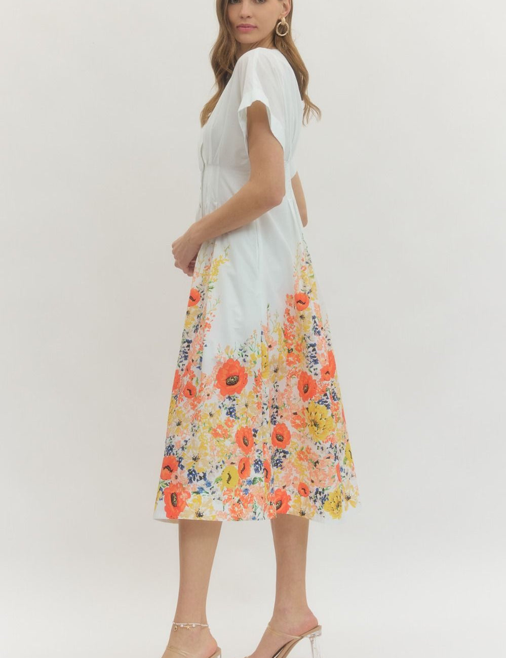 Ever After Bloom Midi Dress - White