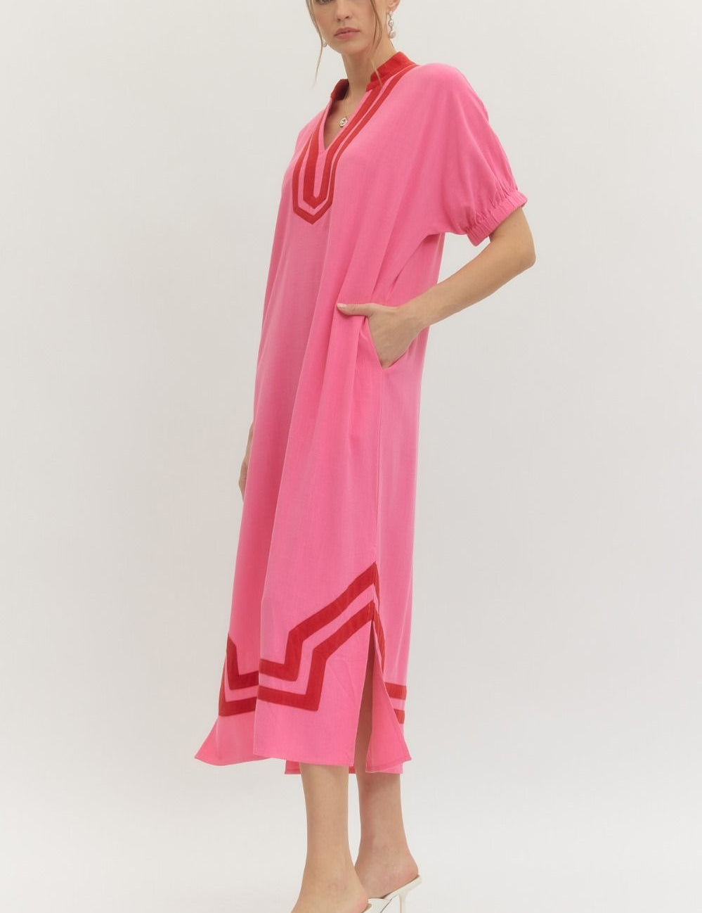 Poised & Polished Midi Dress - Pink