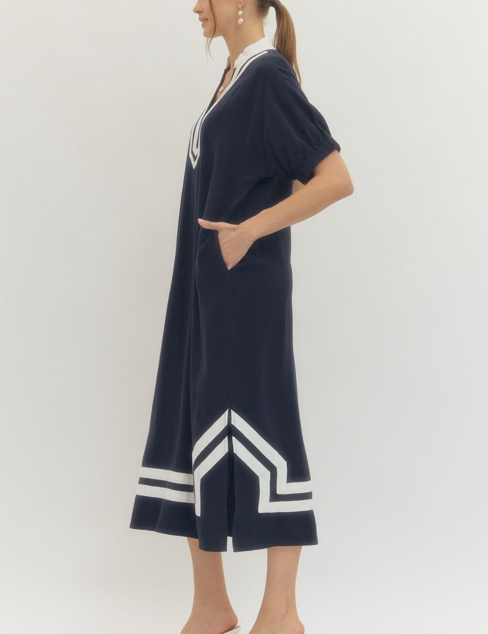 Poised & Polished Midi Dress - Navy