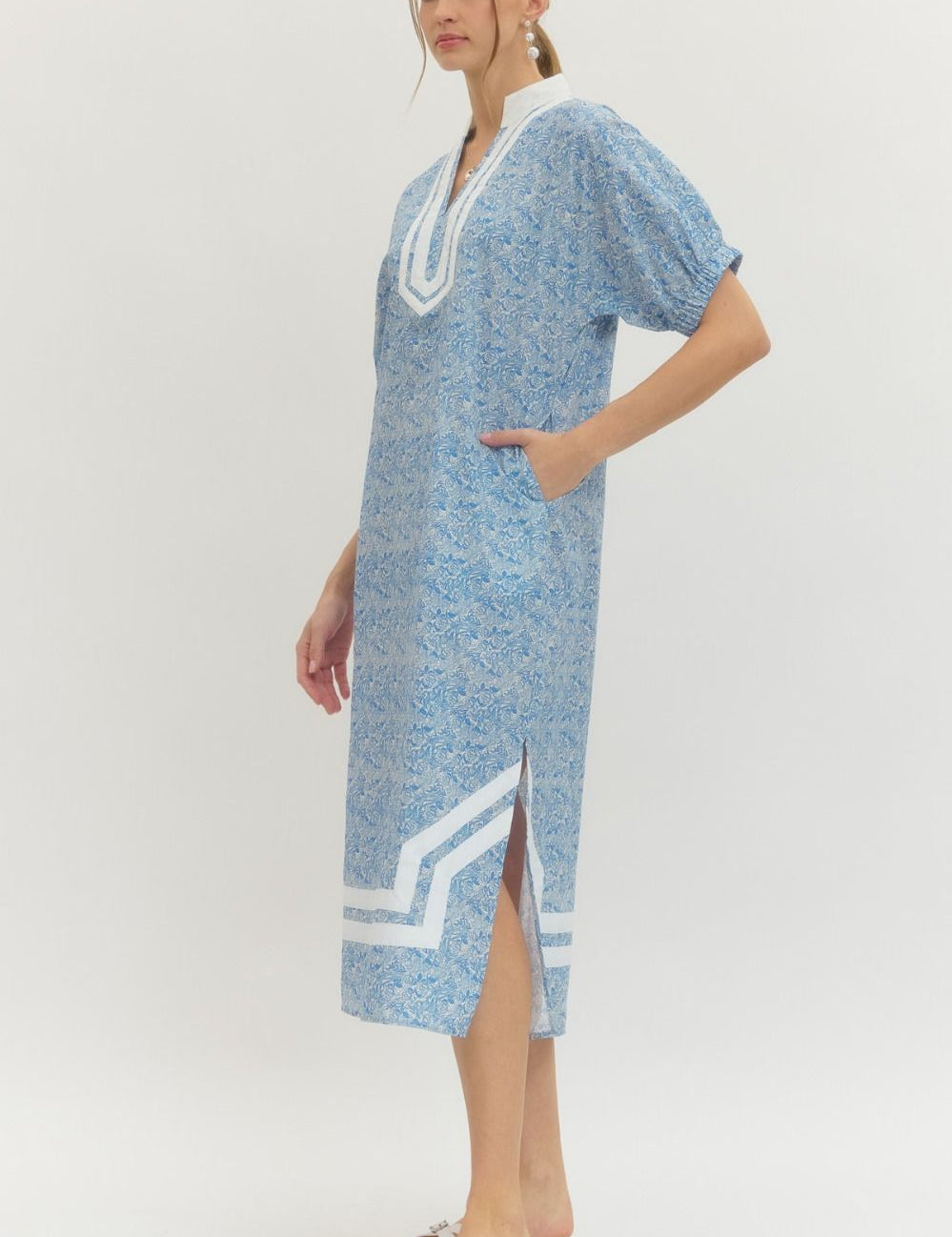 Grace in Bloom Midi Dress - Blue