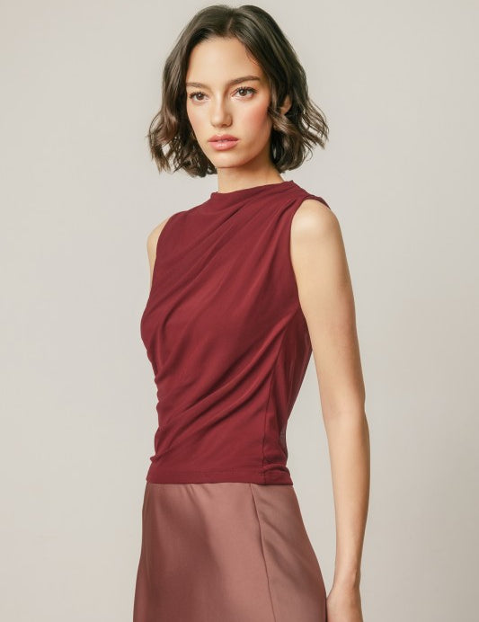 After Dark Ruched Top - Pomegranate