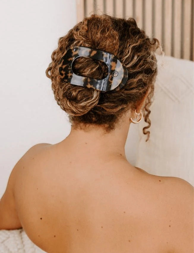 Flat Round Hair Clip - Tortoise - Large