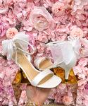 Dericia White Bow Heel