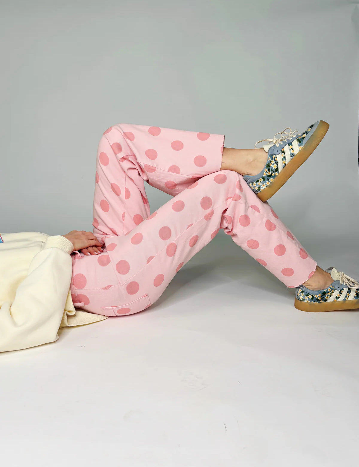 Pink Polka Dot Denim Pants