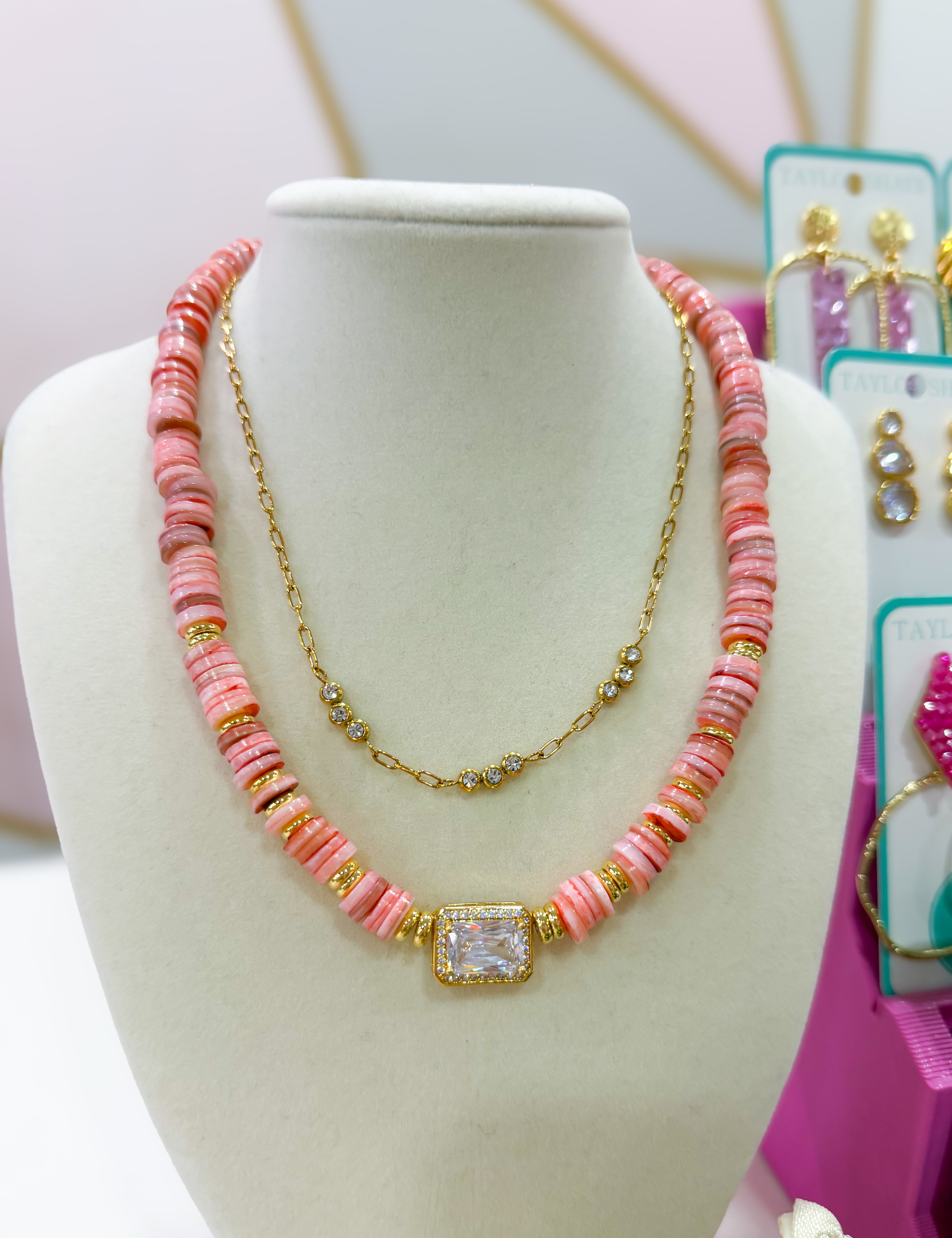 Dream Pop Gemstone Necklace - Coral