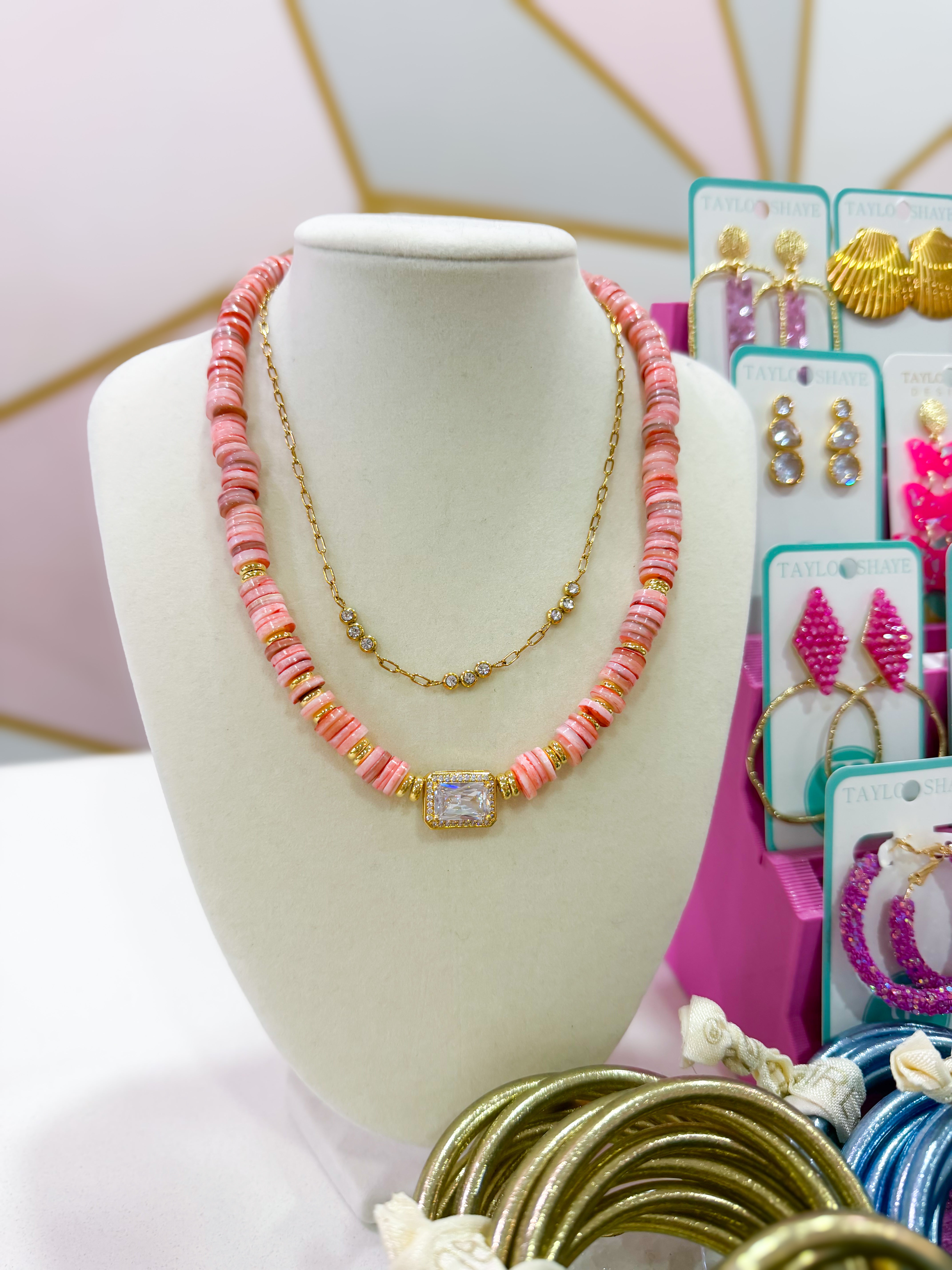 Dream Pop Gemstone Necklace - Coral