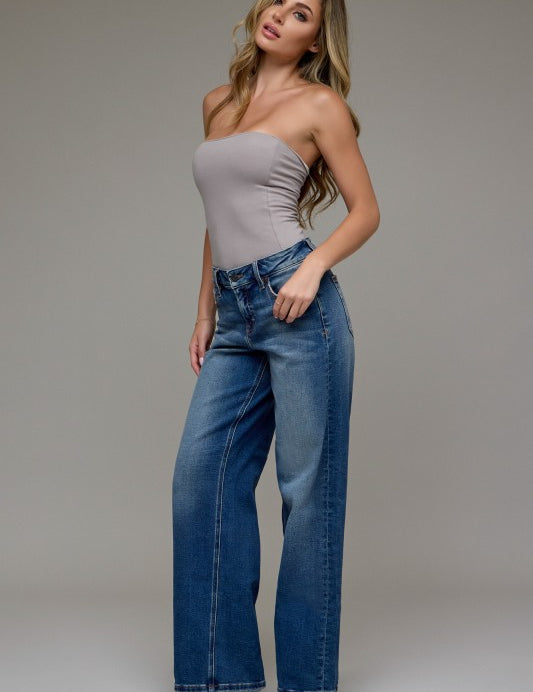 Logan Mid-Rise Dad Jeans - Dark Vintage