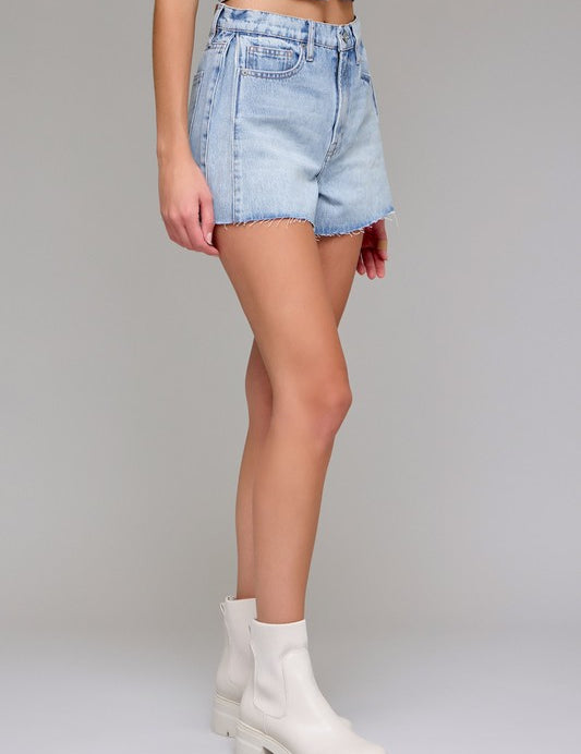 Ava A-line Denim Shorts - Light Wash