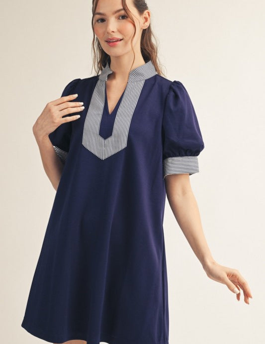 Luna Flora Mini Dress - Navy