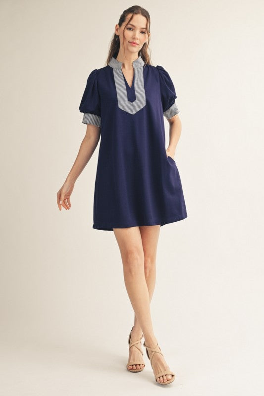Luna Flora Mini Dress - Navy