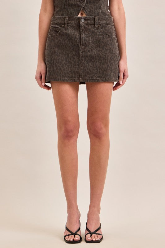 Peyton Cheetah Mini Skirt - Brown