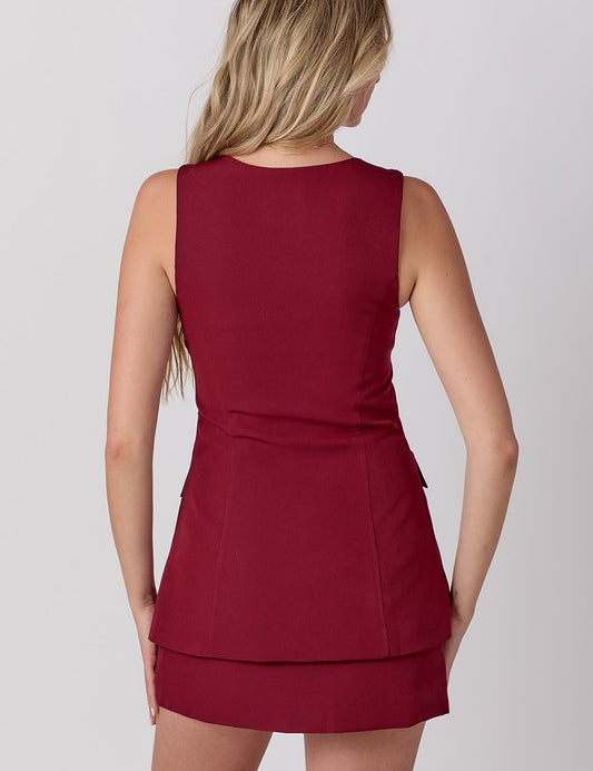 Standing On Business Romper - Burgandy