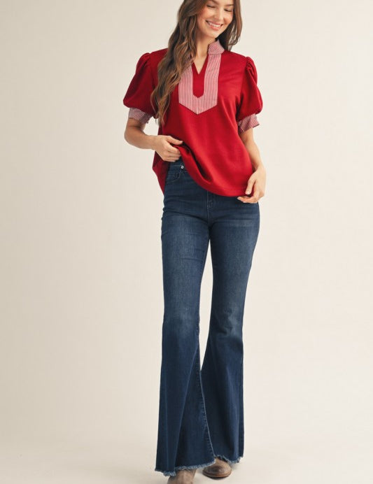 Professionally Preppy Top - Burgundy