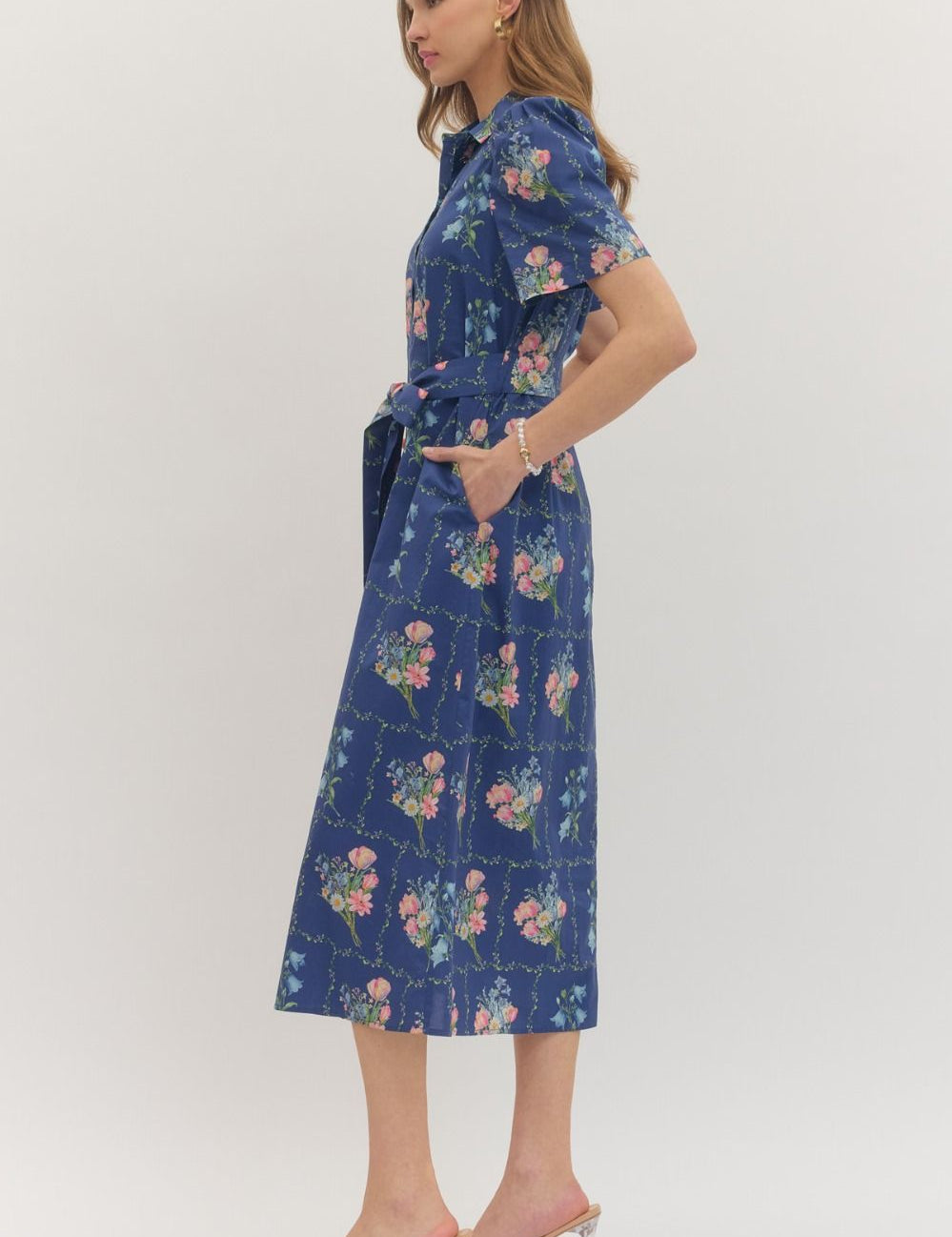 Sweet As Can Be Midi Dress - Navy