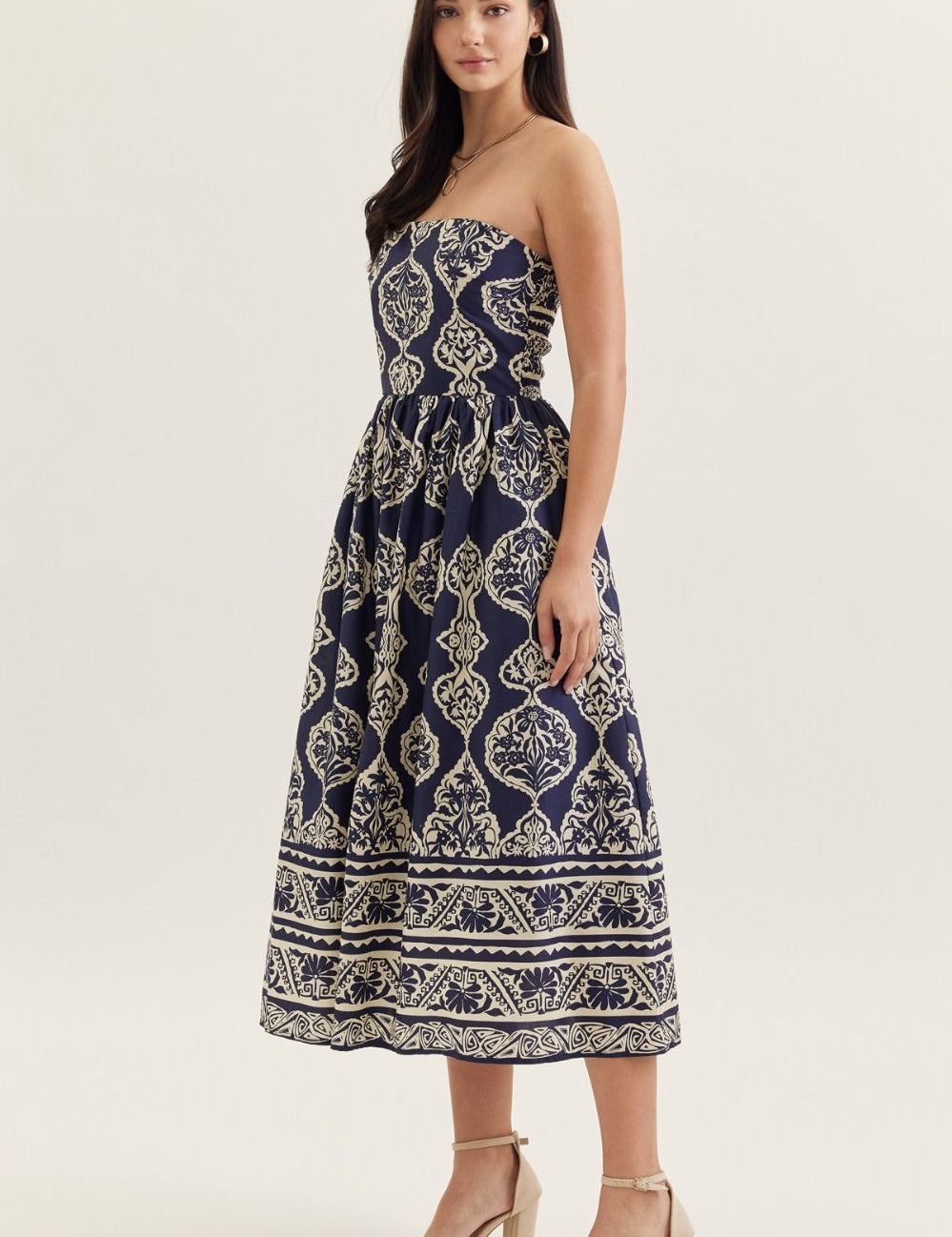 Royal Escape Midi Dress - Navy